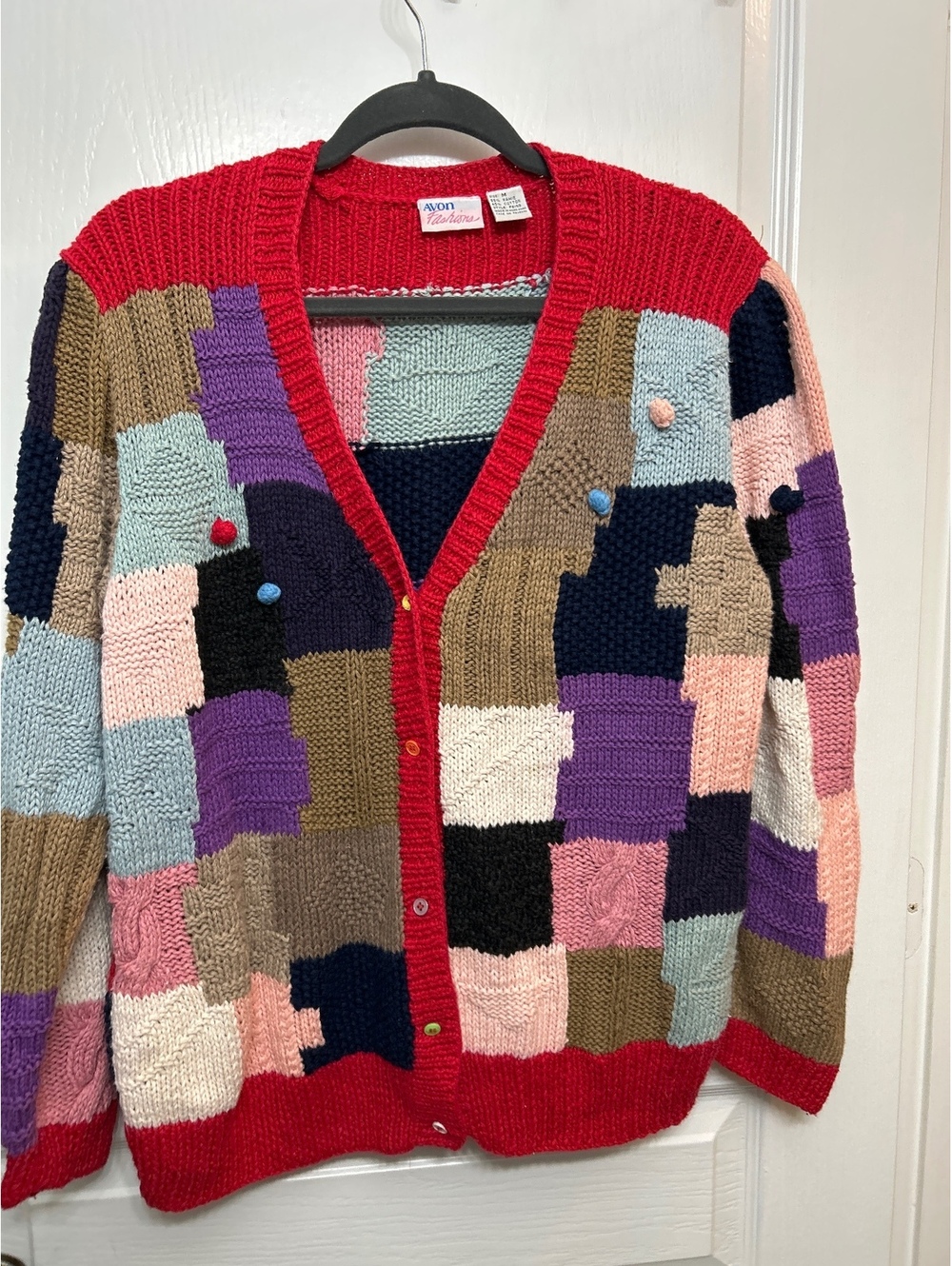 Avon Fashions Colorblock Knit Cardigan Sweater Medium